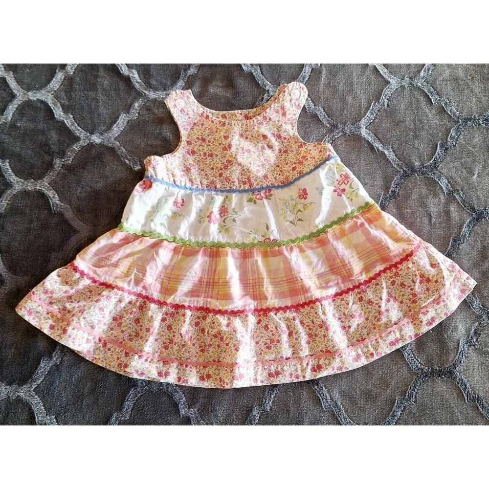 EUC Old Navy Infant Girl's Floral and Plaid Sun Dress/Sz. 3-6 months